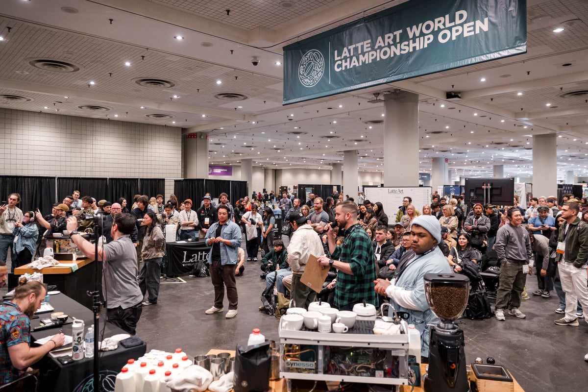 Crowd watching the Latte Art World Championship Open at Coffee Fest New York, 2025